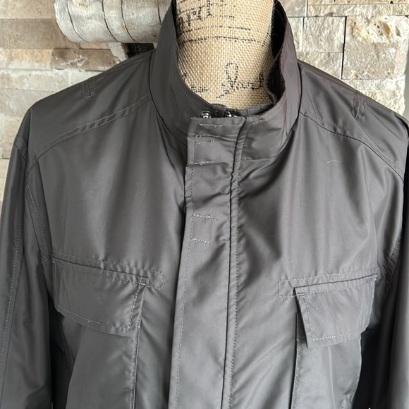 Cole Haan brown windbreaker lightweight jacket lambskin trim zip and snap close - Picture 2 of 16